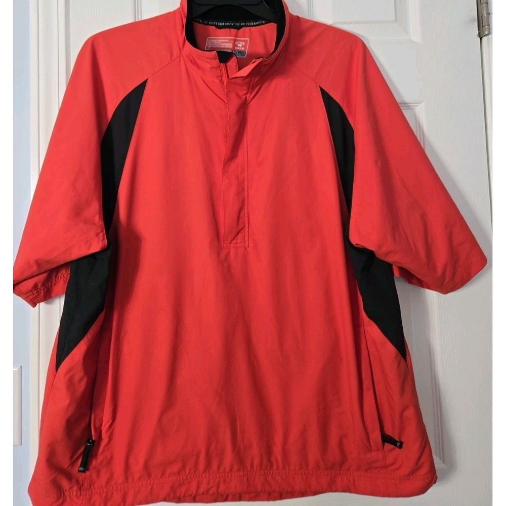 Cutter‎ & Buck XL  Orange & Black WindTec  1/2 Zip  Short Sleeve  Men's Jacket